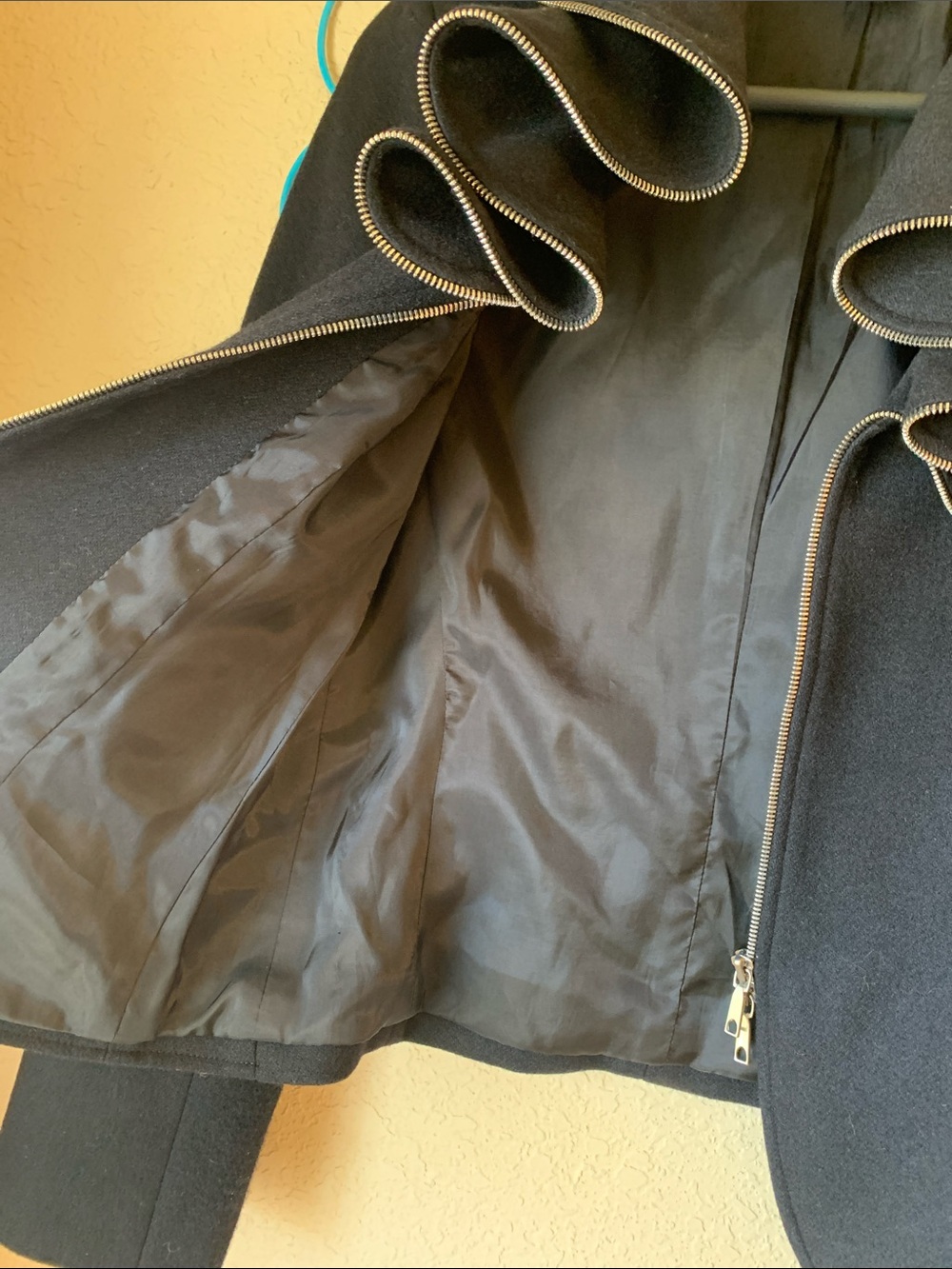 Lafayette 148 Wool Black Ruffle-Trim Zip Front Jacket AS IS - Picture 8 of 9